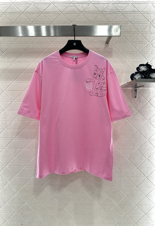 Louis Vuitton Louis Wain Co-branded Round-neck Embroidery Cat Cotton Short-sleeve T-shirt