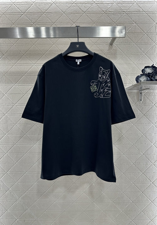 Louis Vuitton Louis Wain Co-branded Round-neck Embroidery Cat Cotton Short-sleeve T-shirt