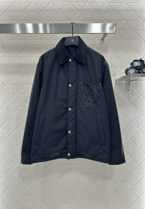 Louis Vuitton Custom Corduroy Collar Cotton Coat with Logo Embroidery