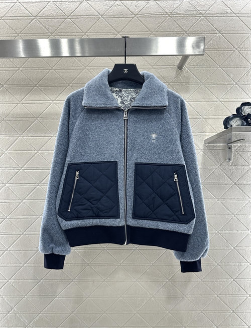 Dior Customized Woolen Blazer with Pockets and Embroidered Logo