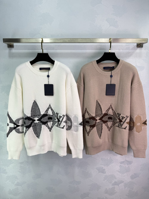 Louis Vuitton Monogram Knit Sweater, Soft Texture, Round Neck, Elegant Choice