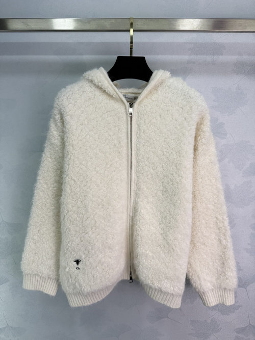Dior Furry Hooded Jacket, Cozy and Classic