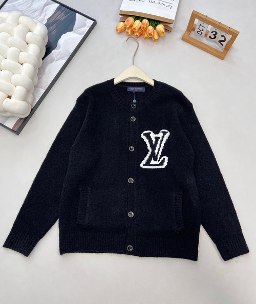 Louis Vuitton Custom Yarn Jacquard Knit Cardigan with Letter Pattern, Stylish Design