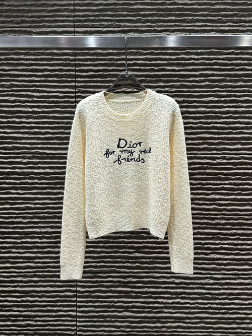 Dior Newly Launched Embroidered Letter Pullover Sweater