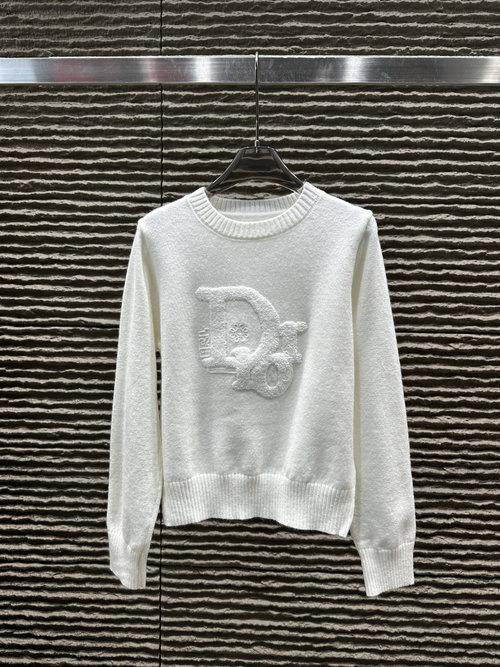 Dior 3D Towel Embroidery Letter Pullover Sweater - New Arrival