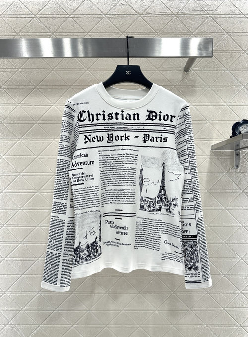 Dior Printed Round-Neck Base Layer with Hand-Drawn Patterns