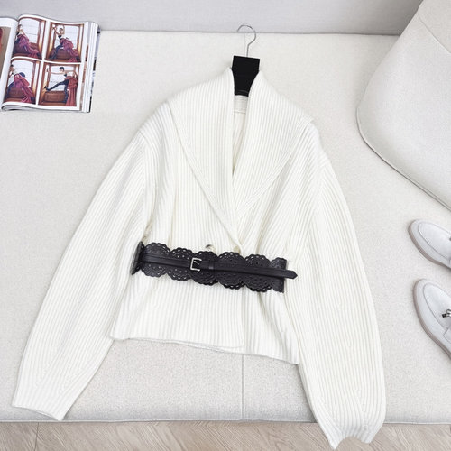 Alaia Exclusive Woolen Cardigan with Belt for Elegant Look