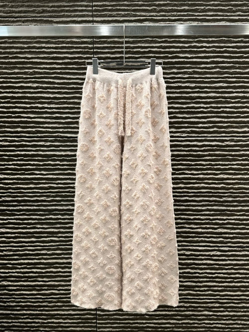 Louis Vuitton New Arrival: 3D Embroidery Fleece Straight Casual Pants