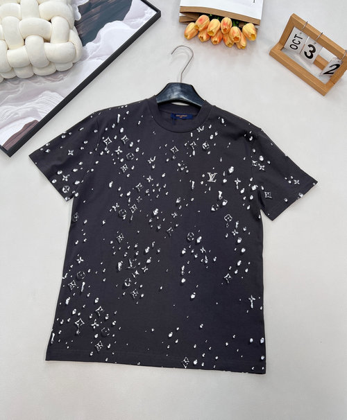 Louis Vuitton Droplet Print Crewneck Short-Sleeve T-Shirt with Rhinestone Embellishment