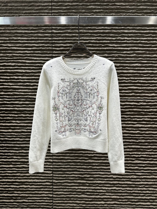 Dior Embroidered and Rhinestone-Embellished Pullover Sweater