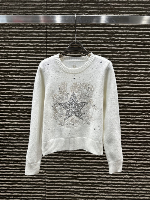 Dior Embroidered and Rhinestone-Embellished Pullover Sweater