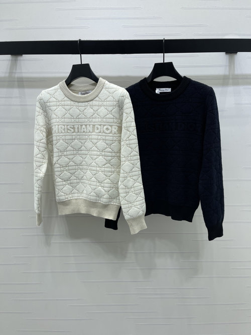 Dior High-End Vine Check Jacquard Pullover Sweater in Two Colors