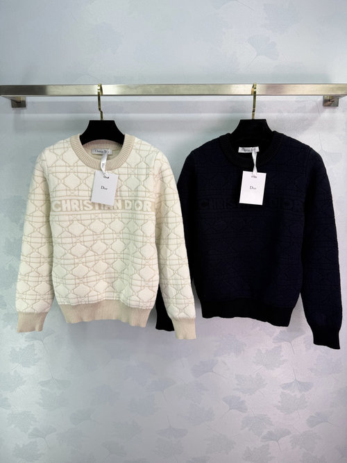 Dior Tencel Knitwear with Monogram Pattern and Slim Fit