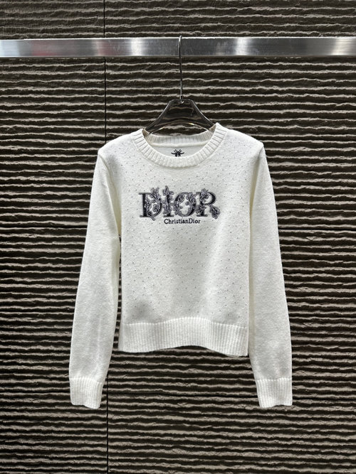 Dior Embroidered Rhinestone Pullover Sweater
