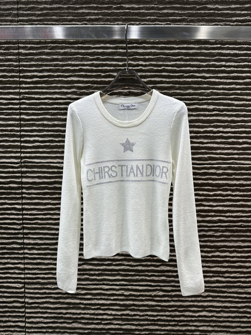 Dior New: Wool-Blended Rhinestone-Embellished Long-Sleeve