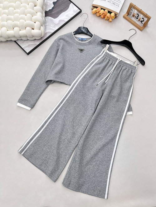 Prada Combed Cotton Two-piece Set with Triangle Studs for a Relaxed Look