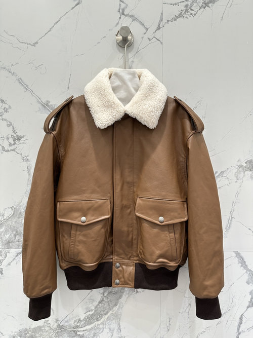 Yves Saint Laurent Exclusive Flight Jacket with Detachable Fur Collar: Stylish and Slimming