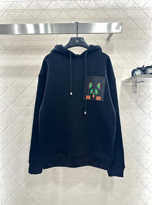 Louis Vuitton Leather Pocket Hoodie with Cat Logo from LoewLouis Wain Collaboration