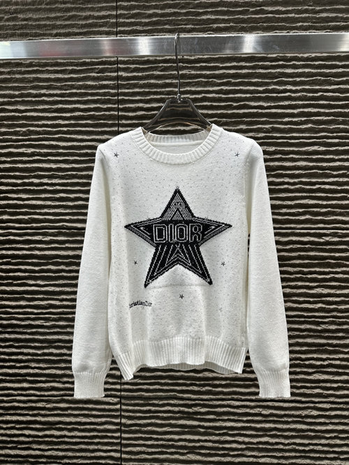 Dior Heavy Rhinestone Jacquard Pullover Sweater
