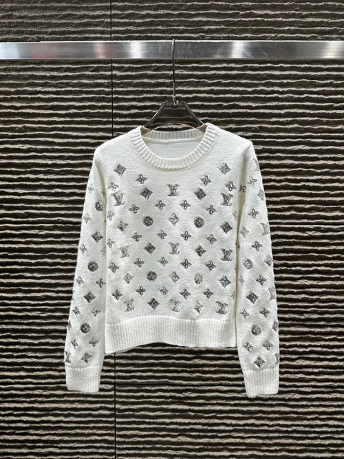 Louis Vuitton Heavy-Embroidery Pullover Sweater with Stylish Look