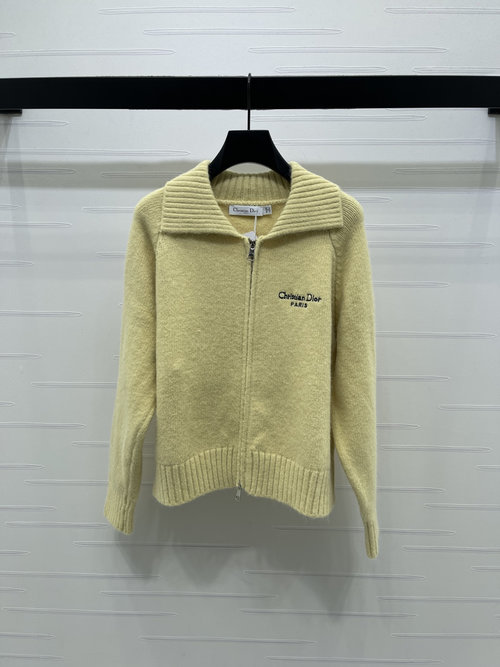 Dior Collared Zipper Knit Cardigan, Soft, Breathable and Suitable for Daily Wear