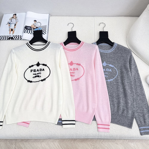 Prada Slim-Fit Round Neck Short Sweater, Simple yet Sophisticated