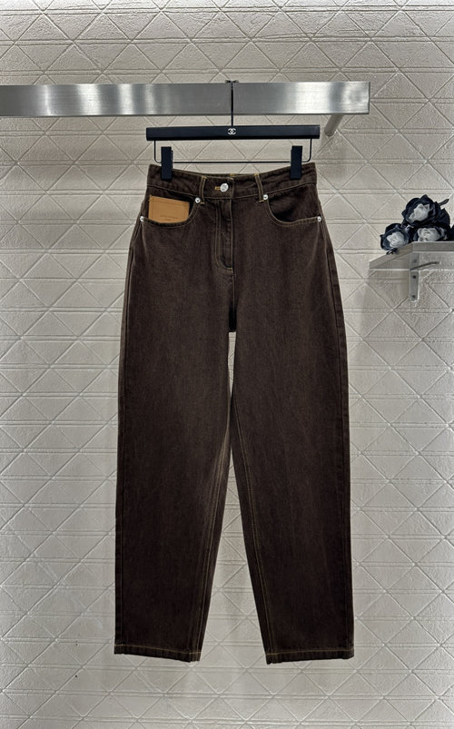Louis Vuitton Customized Haren Denim Trousers with Leather Badges, Fashionable Comfort