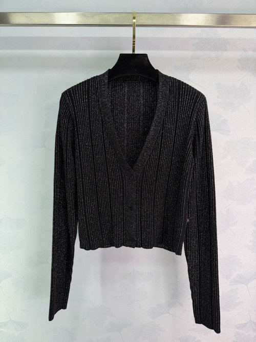 Louis Vuitton Long-Sleeved Knit Cardigan with Sequins, V-Neck and Cropped Style