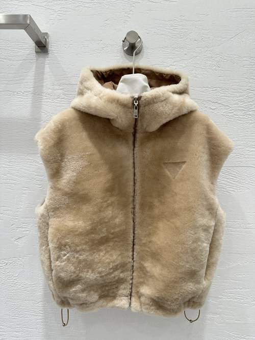Prada Montone Series Double-sided Fur Vest with Artisanal Details