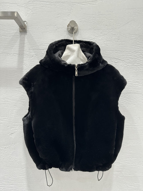 Prada Montone Series Double - sided Fur Vest with Handmade Details