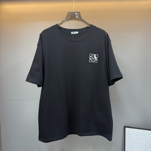Loewe Embroidered Short Sleeve T-shirt, Relaxed Fit, Elegant and Versatile