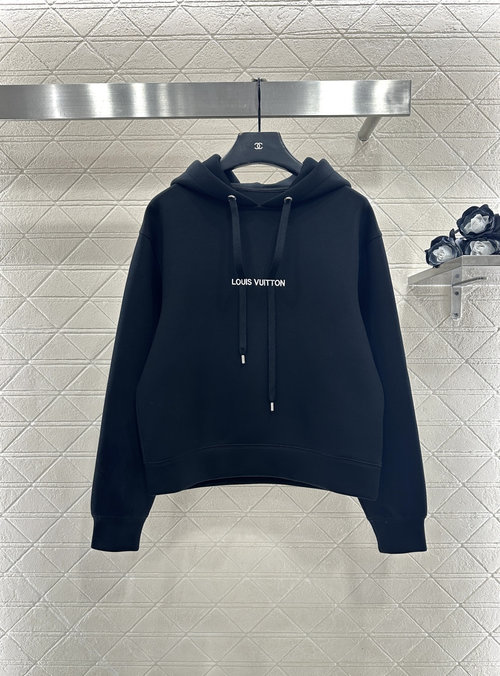 Louis Vuitton Short Hooded Sweatshirt with Faux Drawstring and Brand Mark
