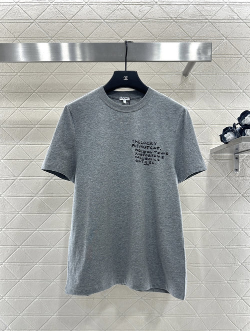 Louis Vuitton Custom Cotton Round Neck Embroidered Short Sleeve T - Shirt with Cat Logo