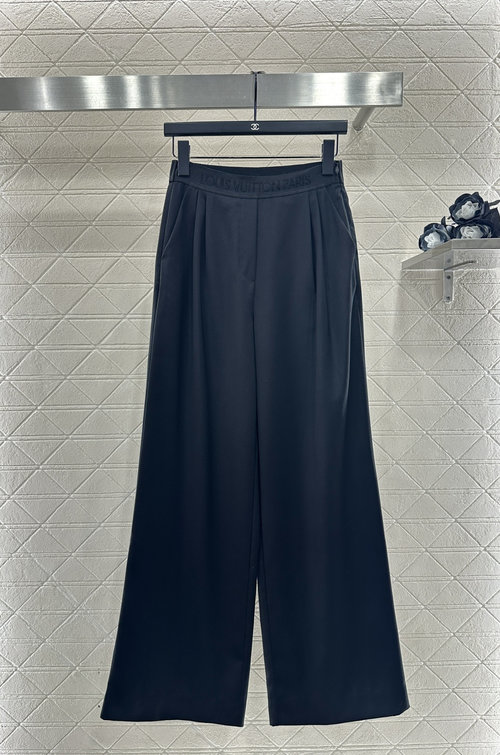 Louis Vuitton High-waisted Elastic Waistband Trousers with Embroidered Letters