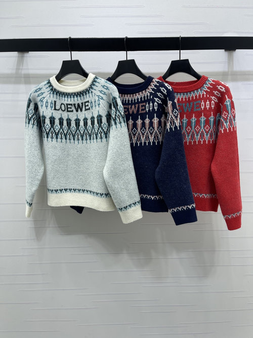 Louis Vuitton Sophisticated Hooked Knit Pullover with Fair Isle Pattern and 3D Emblem