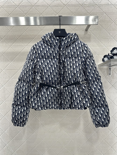 Dior Customized Jacquard Down Jacket with Embroidered Logo