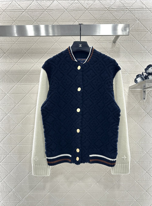 Louis Vuitton Ski Series Jacquard Knit Collision Splicing Jacket with Elegant Design