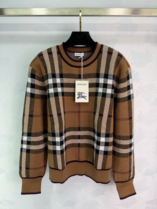 Burberry Classic Check Knit Sweater with Wool Blend for Versatile Layering