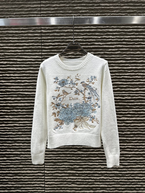 Dior Heavy-duty Needle Embroidery Pullover Sweater - New Arrival