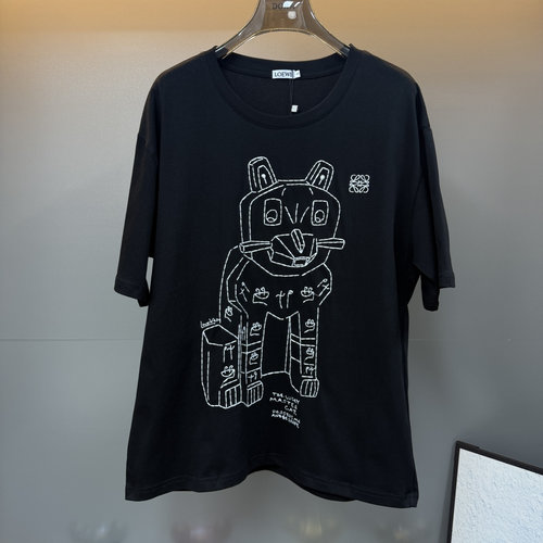 Louis Vuitton Louis Wain Collaboration Round Neck Embroidered T-Shirt, Elegant and Comfortable