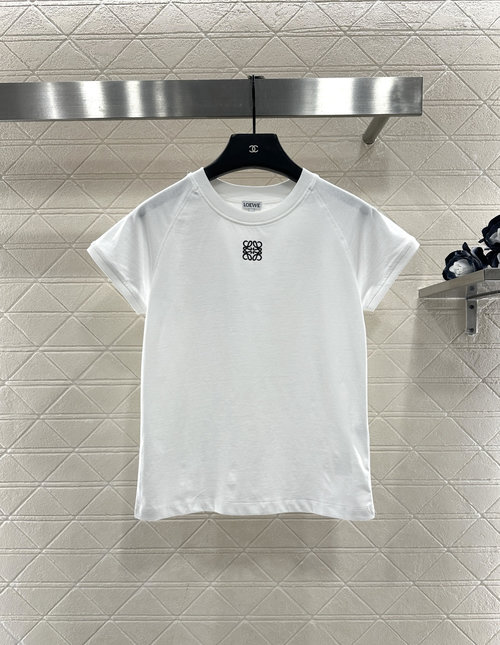 Loewe Customized Cotton Round Neck Short Sleeve T-Shirt with Embroidered Logo