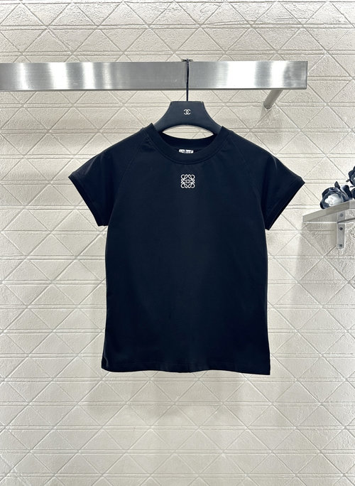 Loewe Customized Cotton Round Neck Short Sleeve T-Shirt with Embroidered Logo