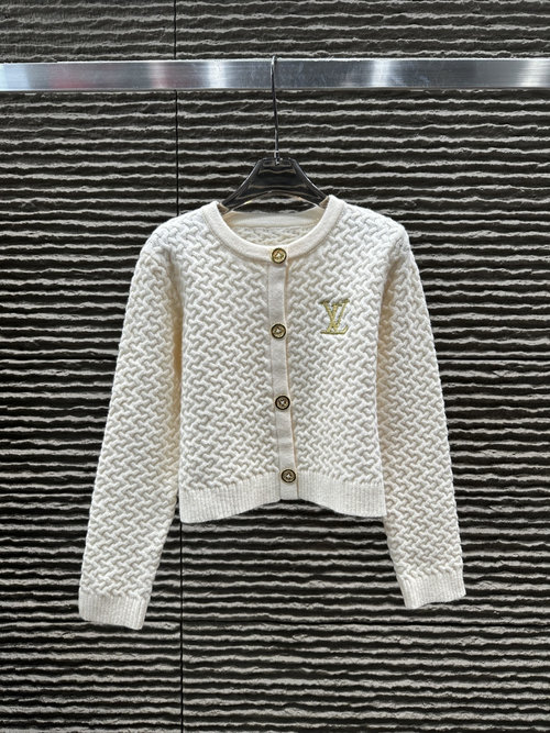 Louis Vuitton Embroidered Letter Thickened Open - front Cardigan