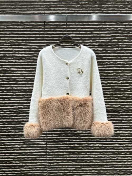 Dior Dio Style Elegant Patchwork Knitted Cardigan