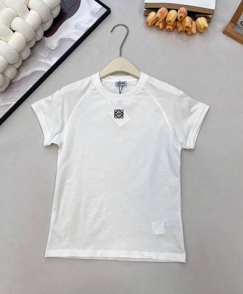 Loewe Embroidered Logo Slim-fit Short-sleeved T-shirt with Fluttering Sleeves, Refined and Stylish