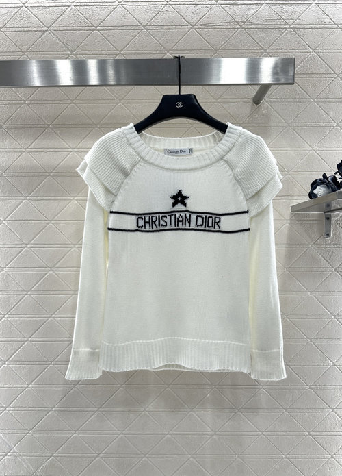 Dior Round Neck Sweater with Lace Star
