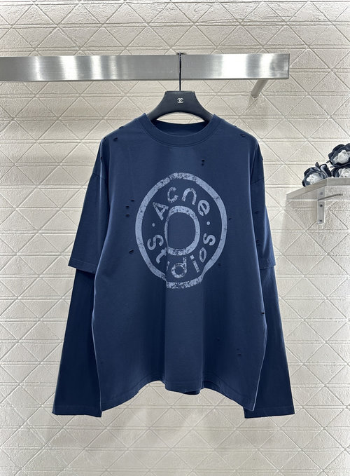 Dior Customized Cotton Relaxed Long Sleeve Top with Broken Hole Logo