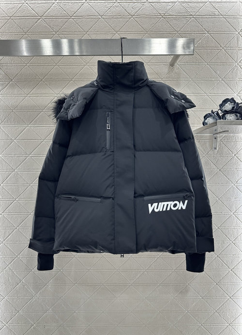 Louis Vuitton Ski Series Detachable Hooded Down Jacket with Pocket Print