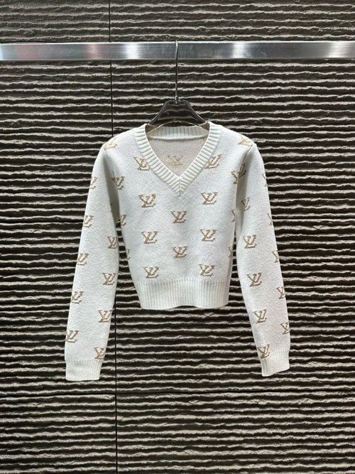 Louis Vuitton Jacquard Letter V-Neck Cardigan for Classic and Refined Look