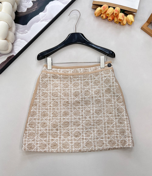 Dior Tartan Tweed A-line Skirt for Dual Elegance